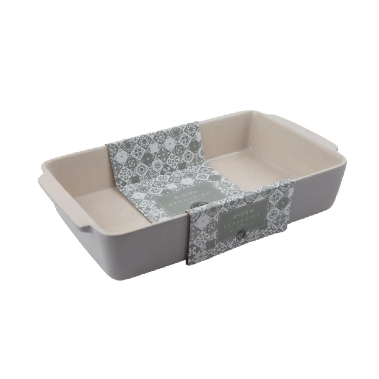 Travessa Retangular em Cerâmica 25L 7,4x21,2x37,5cm Aveiro Cinza