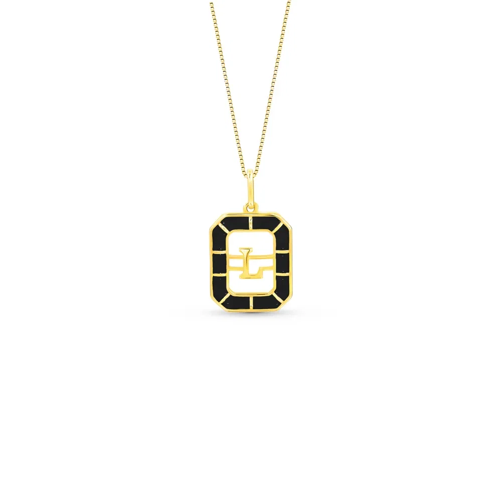 Pingente Alfabeto Letra L em Ouro Amarelo 18k com Esmalte, 14mm — imagem 1