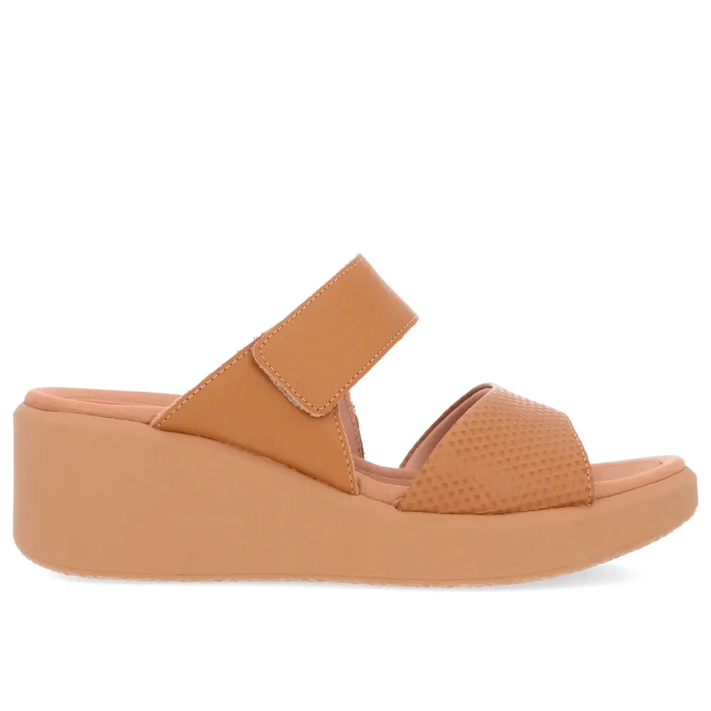 Tamanco Salto Plataforma Couro Marrom Fecho-Flex — imagem 1