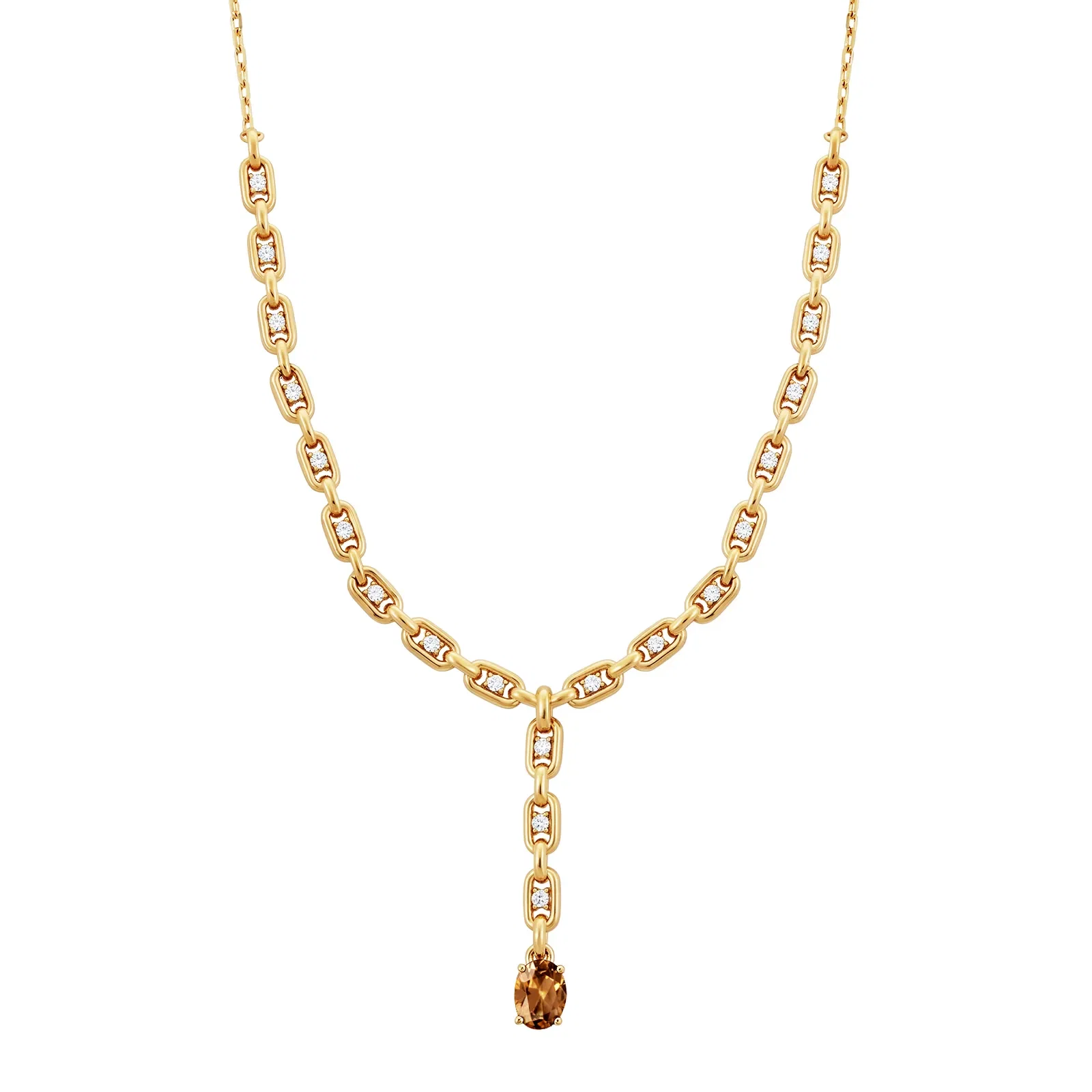Colar Life Astra em Prata 925 com Banho de Ouro Amarelo 18K e Zircônia Incolor e Zircônia Marrom 45 cm