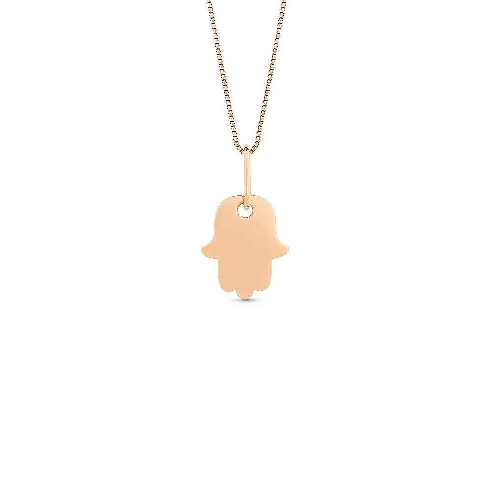 Pingente Personalizável Hamsá em Ouro Rosé 18k, 12mm — imagem 1