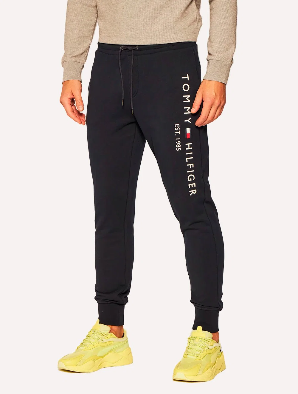 Calça Tommy Hilfiger Masculina Moletom Basic Branded Logo Azul Marinho
