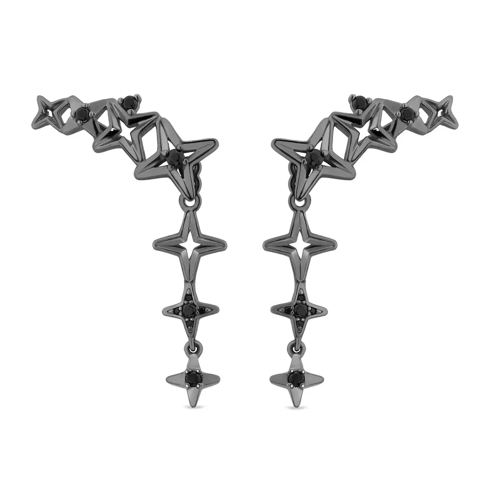 Brinco Ear Cuff Life Signature Estrela com Banho de Ródio Negro — imagem 1
