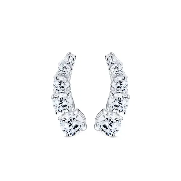 Brinco Prata Leve Ear Cuff Zircônias Degradê