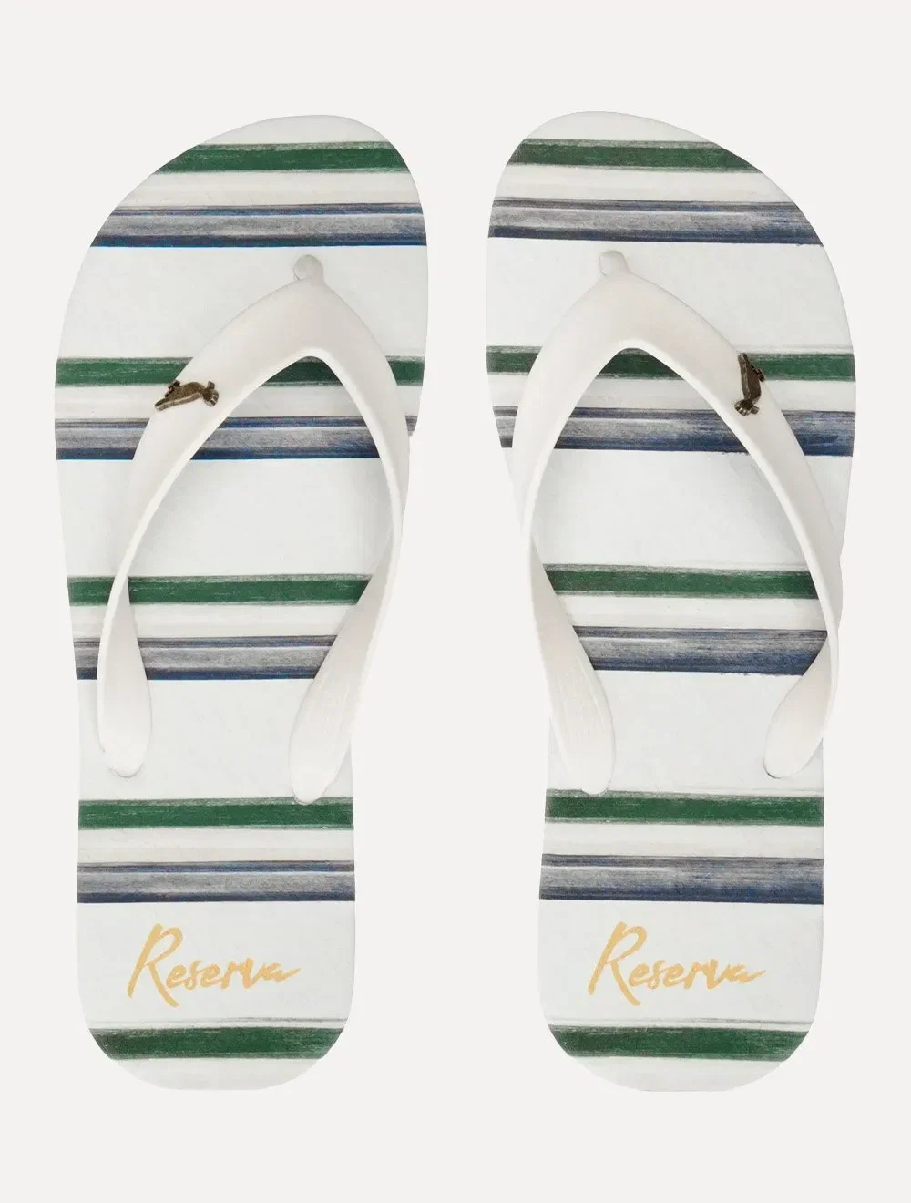 Chinelo Reserva Masculino RSV Listras Tricolores Branco