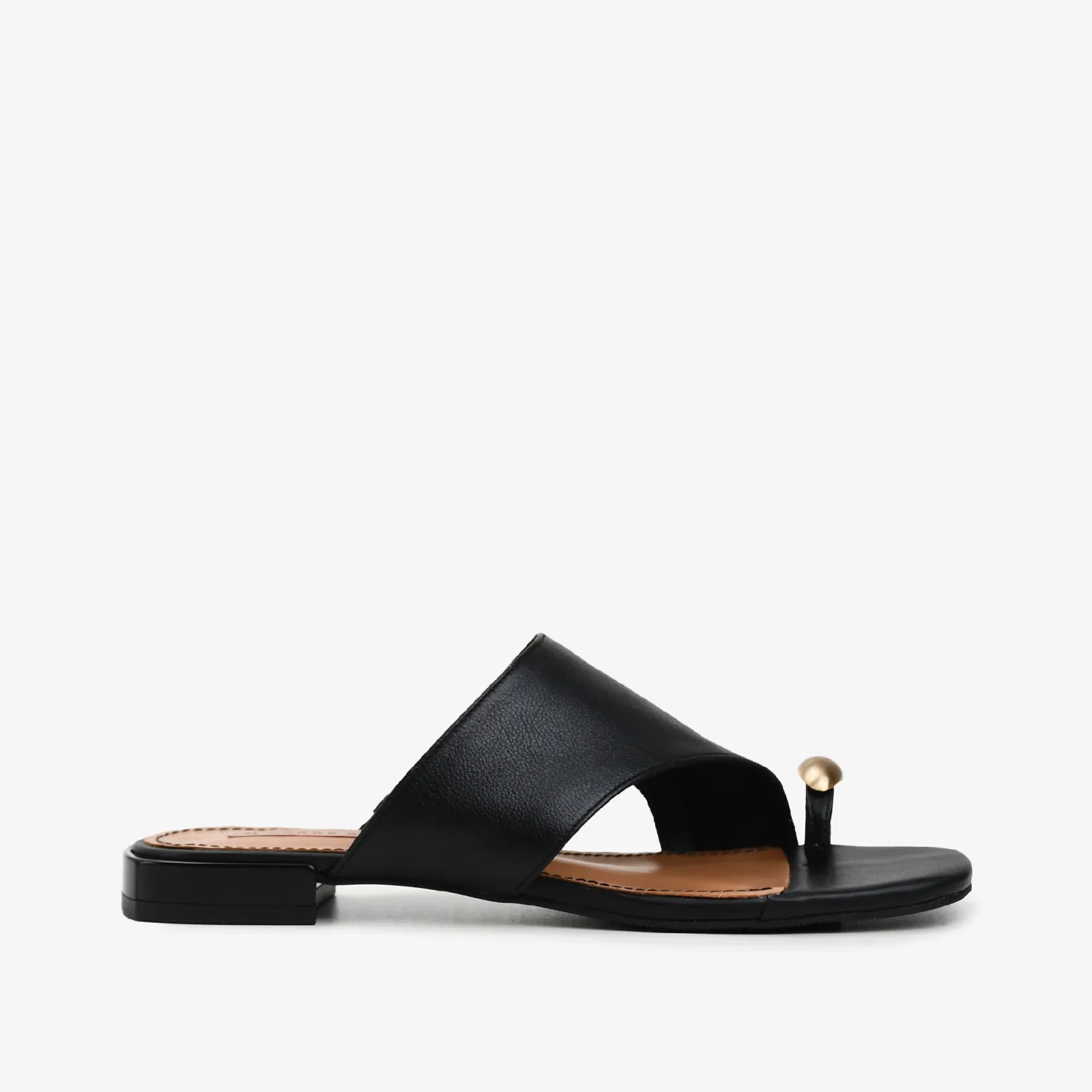 Chinelo Slide Preto Couro