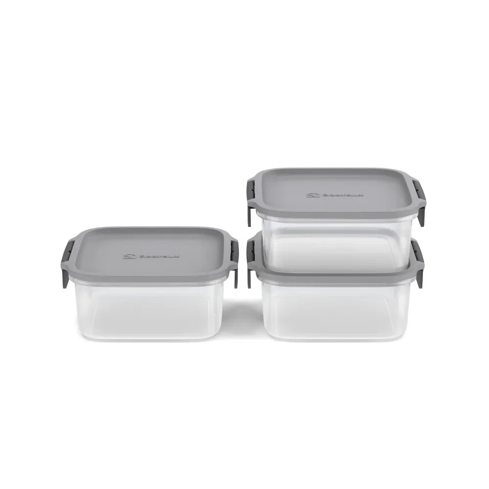 Potes Herméticos de Plástico Electrolux Cinza 3 Unidades Empilháveis Modulares