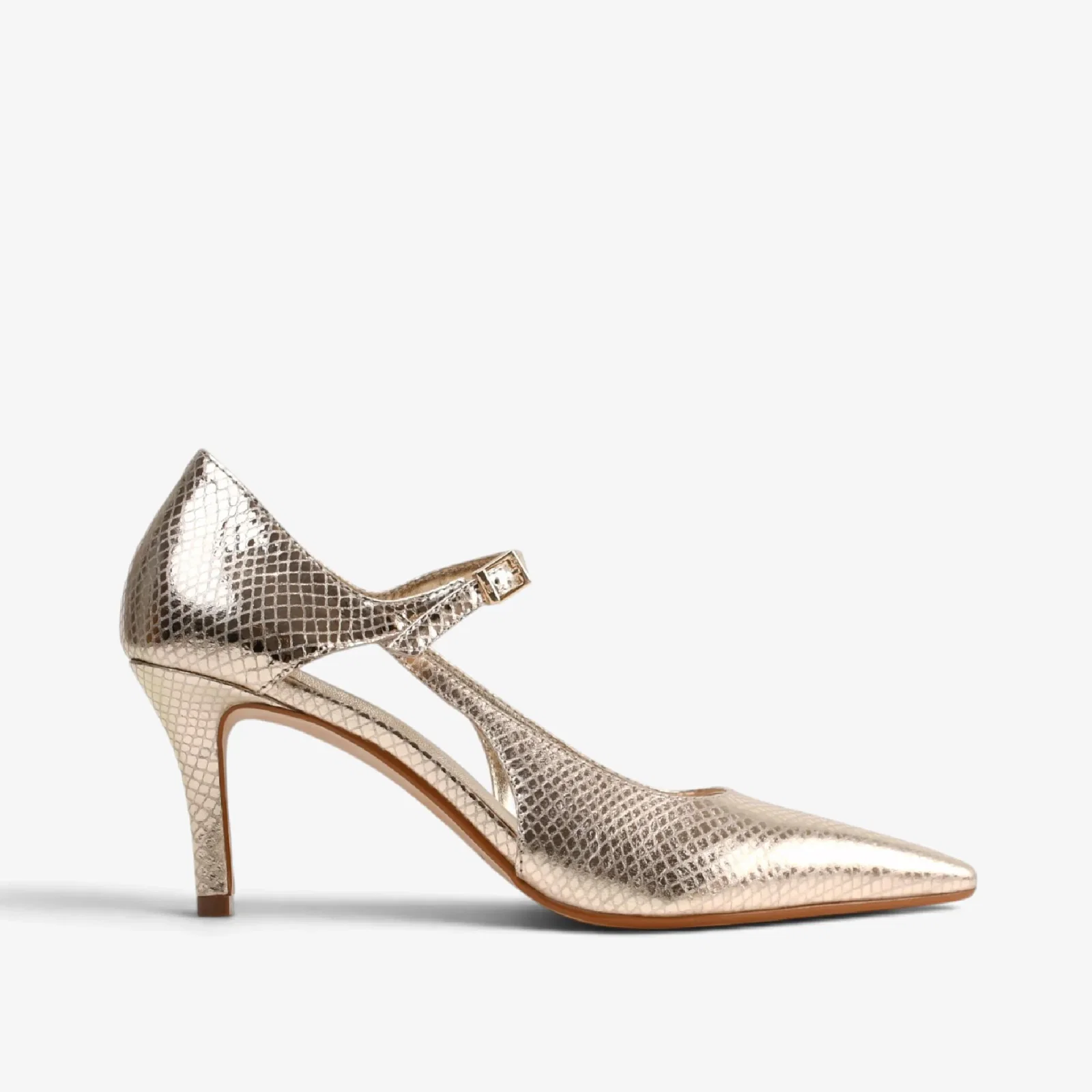 Scarpin Metal Ouro Champagne Couro — imagem 1