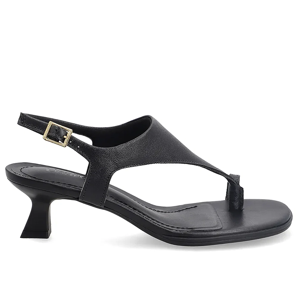Sandália Em Couro Preto Com Salto Kitten Heel — imagem 1