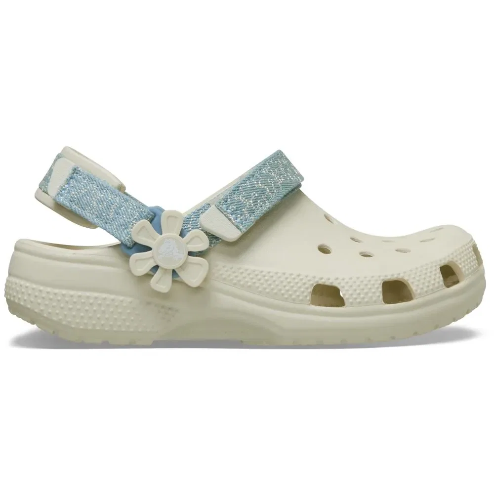 Classic Denim Flower Adjustable Backstrap Clog Juvenil
