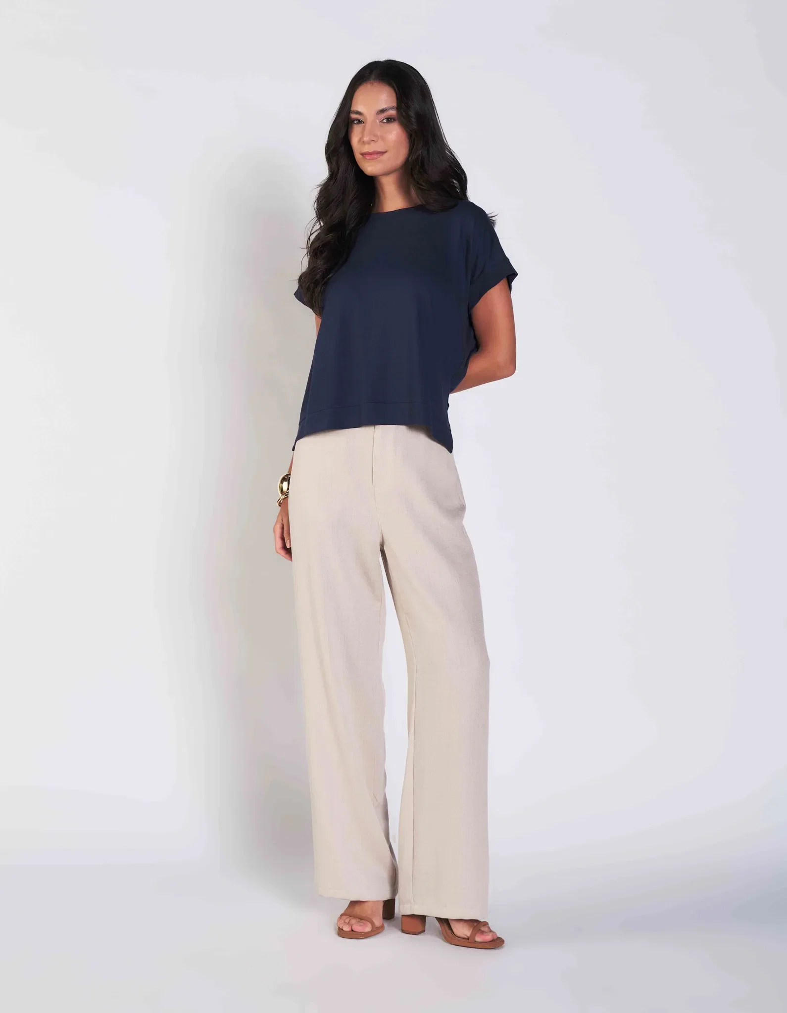 Blusa Ampla Decote Canoa - Azul