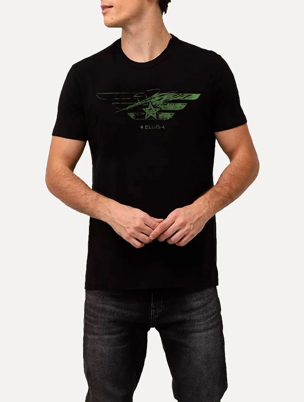 Camiseta Ellus Masculina Cotton Fine Easa Sketch Classic Preta