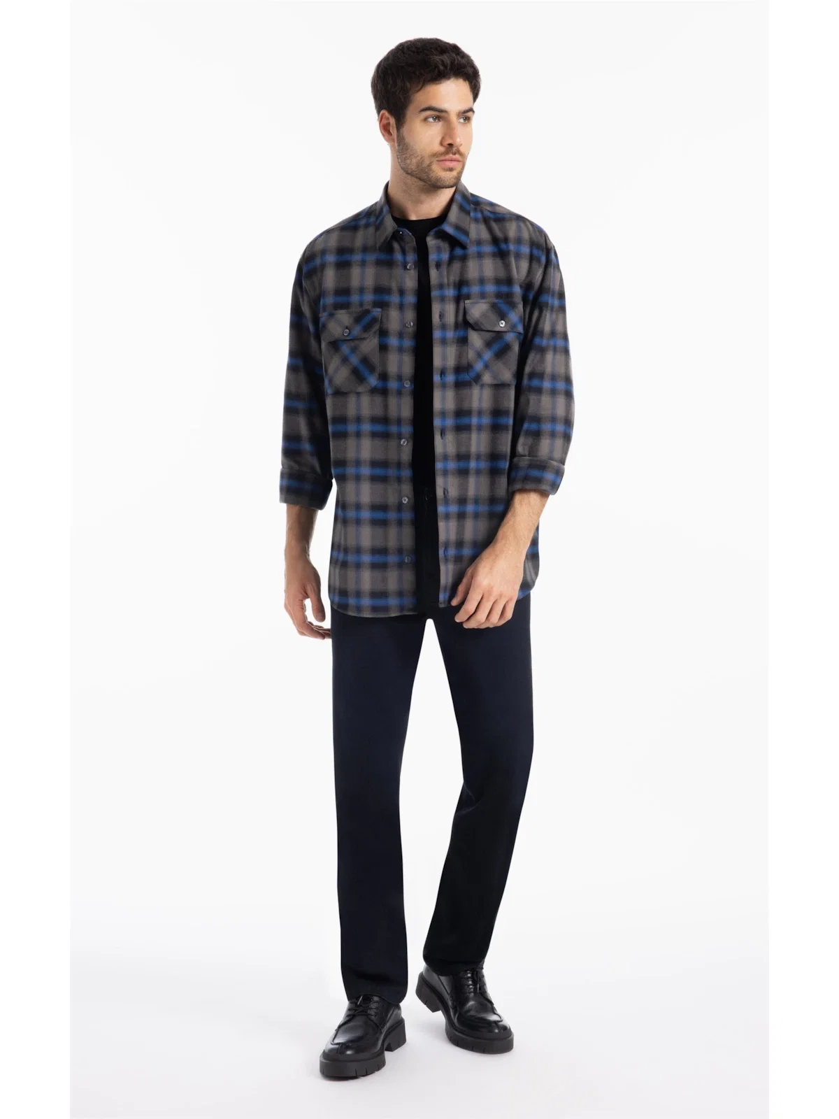 Camisa Xadrez Wool Touch Sweden Loose Irish Misty — imagem 1