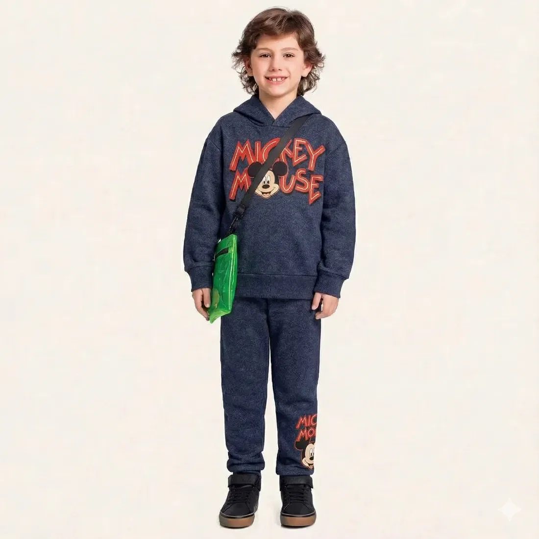 Conjunto blusão com capuz e calça em moletom Mickey Mouse