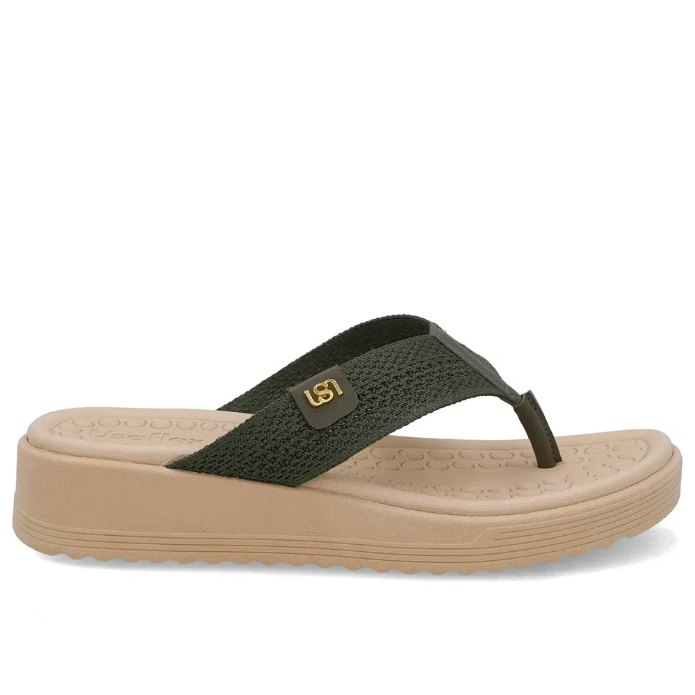 Chinelo Salto Plataforma Tricot Verde