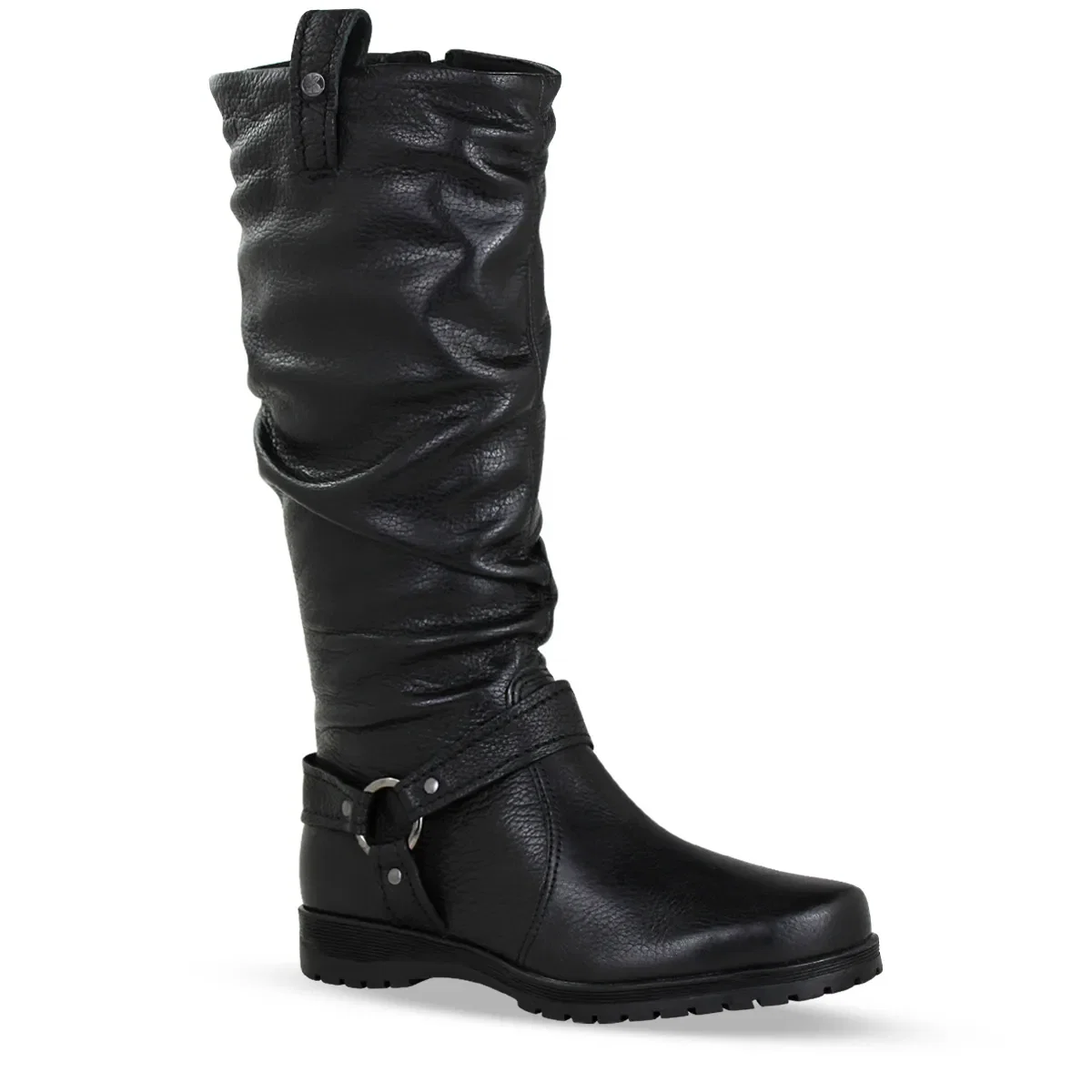 Bota Cano Longo Couro Burnish Preto