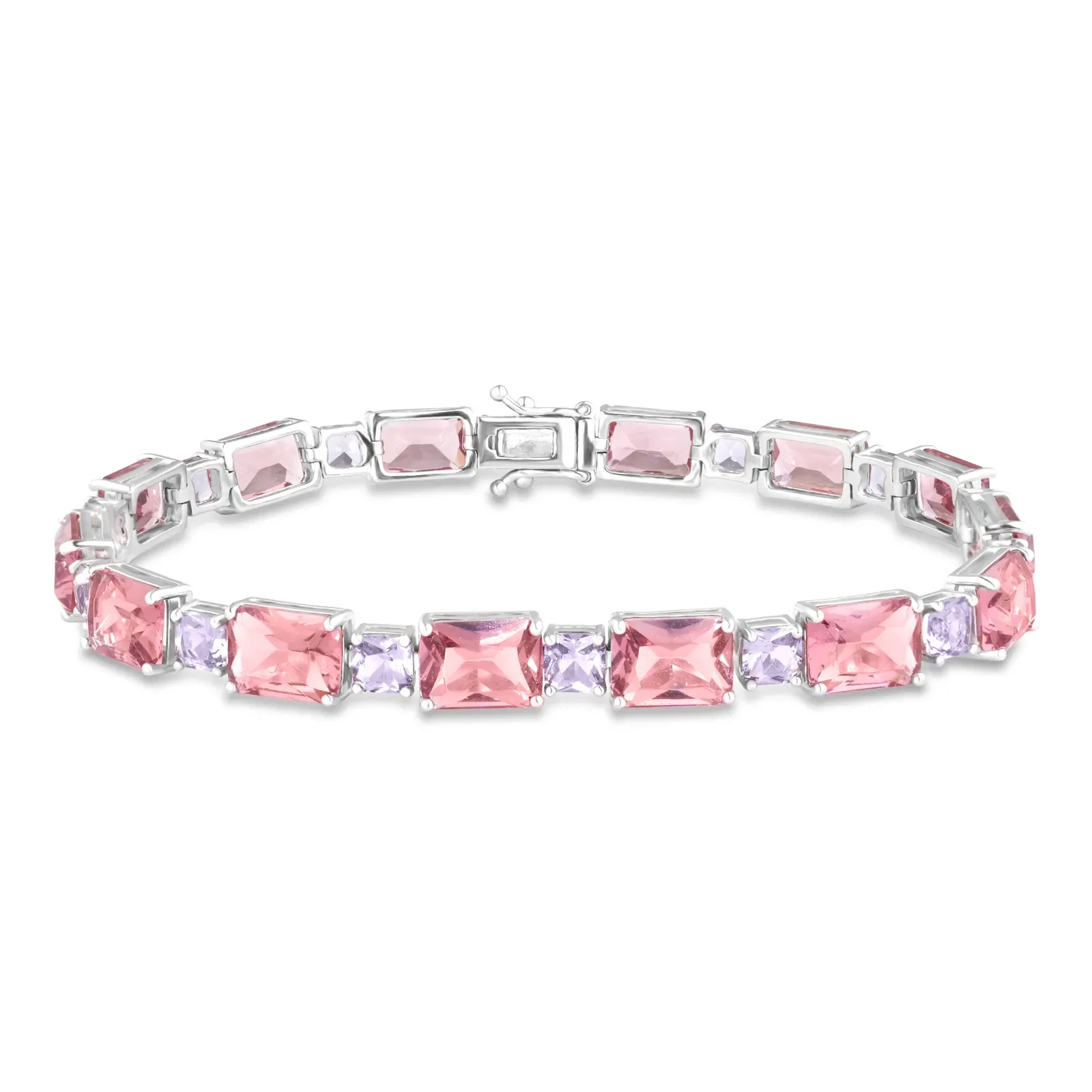 Pulseira Life Colors II em Prata 925 com Cristais Rosas e Roxos — imagem 1
