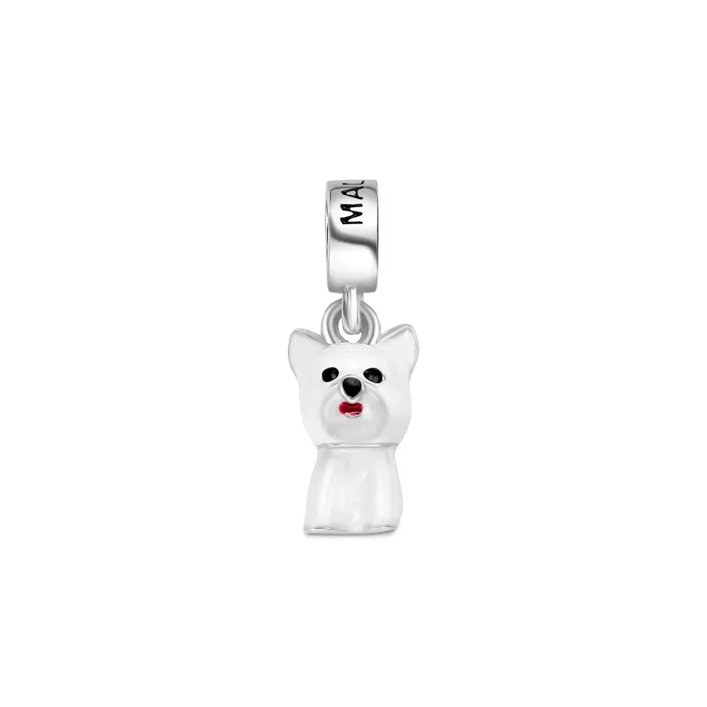 Pingente Life Animal Maltês em Prata 925 com Esmalte — imagem 1