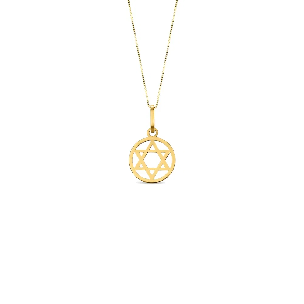 Pingente Medalha Estrela de Davi em Ouro Amarelo 18k, 15.5mm — imagem 1