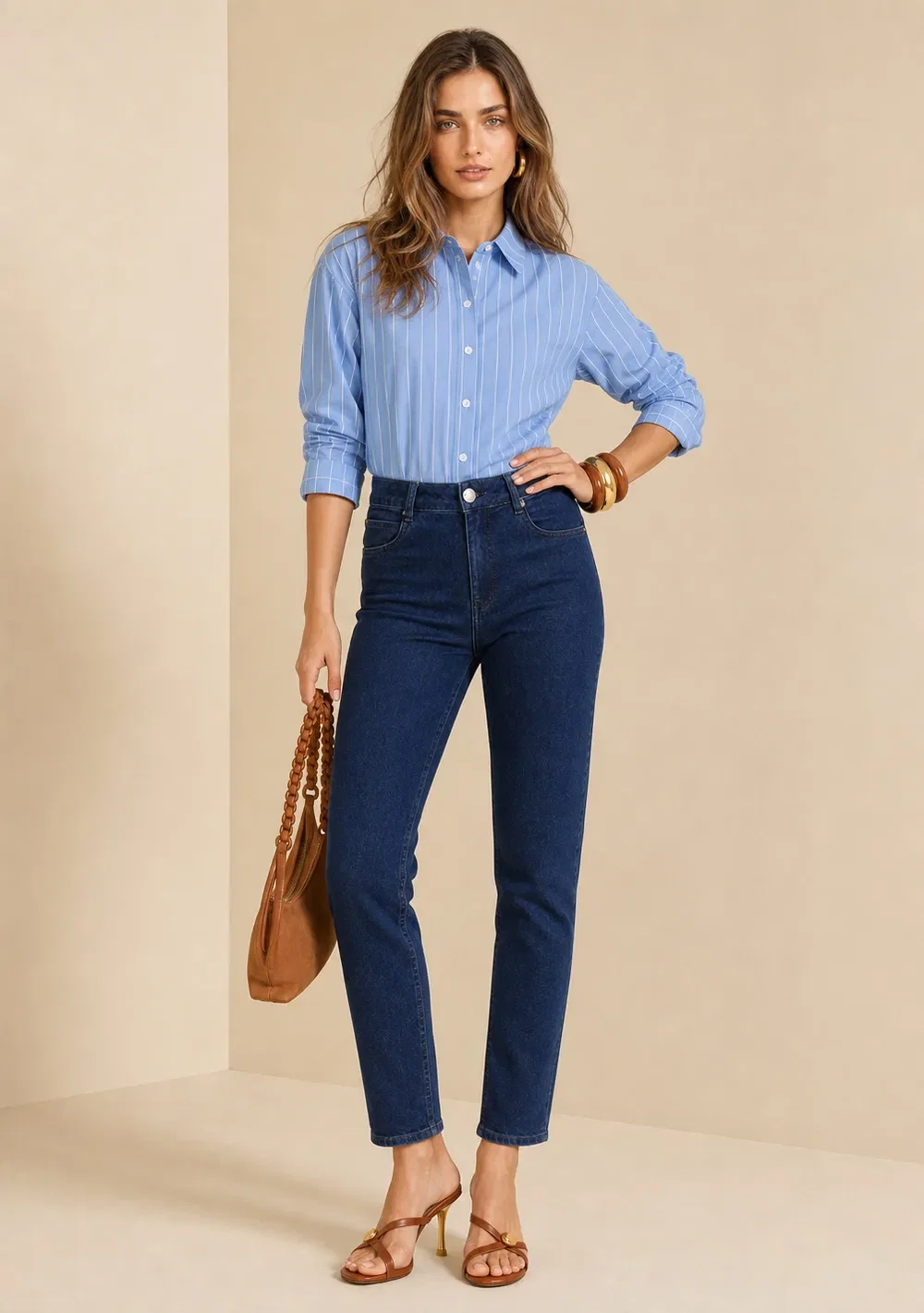Calça Skinny Alta Azul