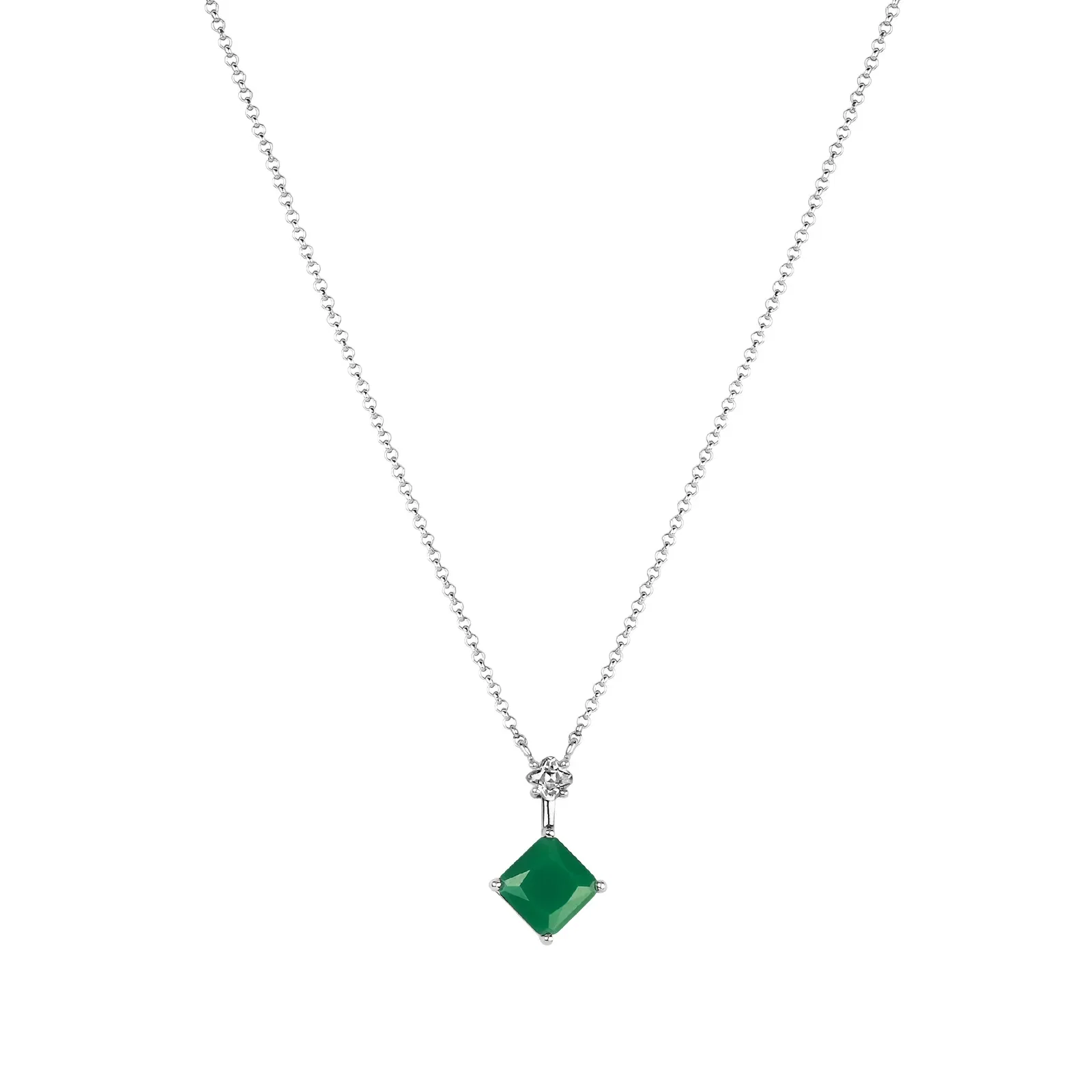 Colar Life Geo Colors III em Prata 925 com Zircônia Incolor e Verde Escuro, 45cm — imagem 1