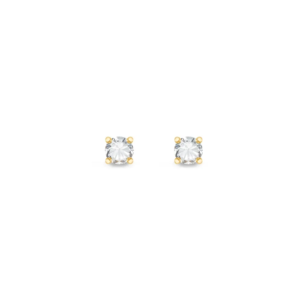 Brinco Solitário Classic em Ouro Amarelo 18k com 0,10ct de Diamante