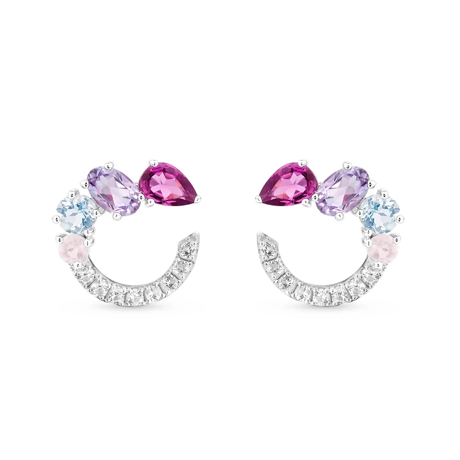 Argola Life Primavera em Prata 925 com Pedras Coloridas, 15 mm