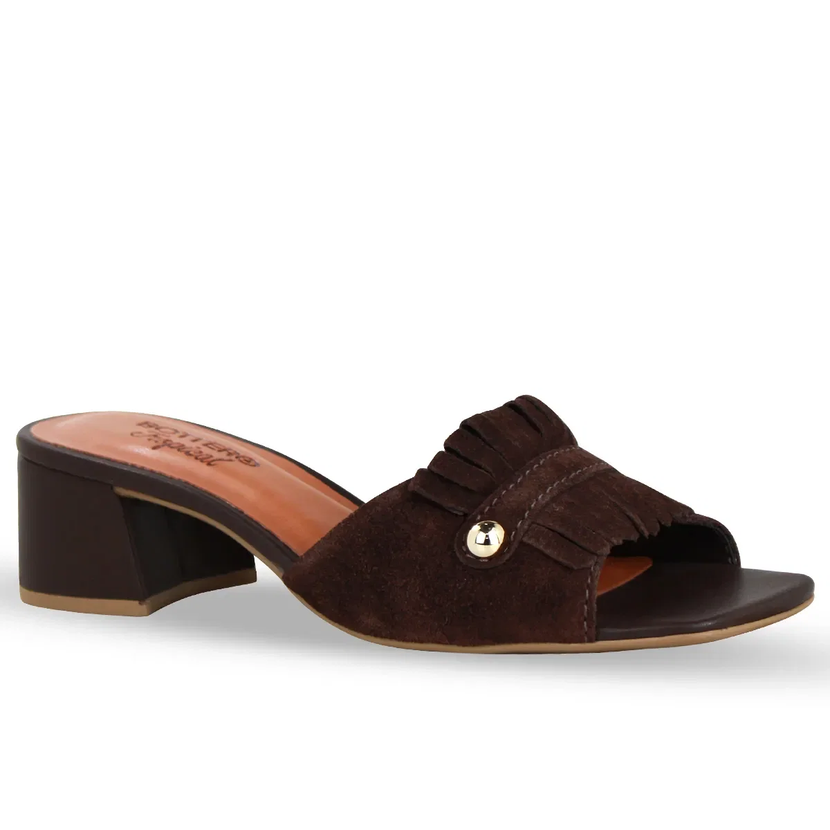 Sandália Couro Camurça Café