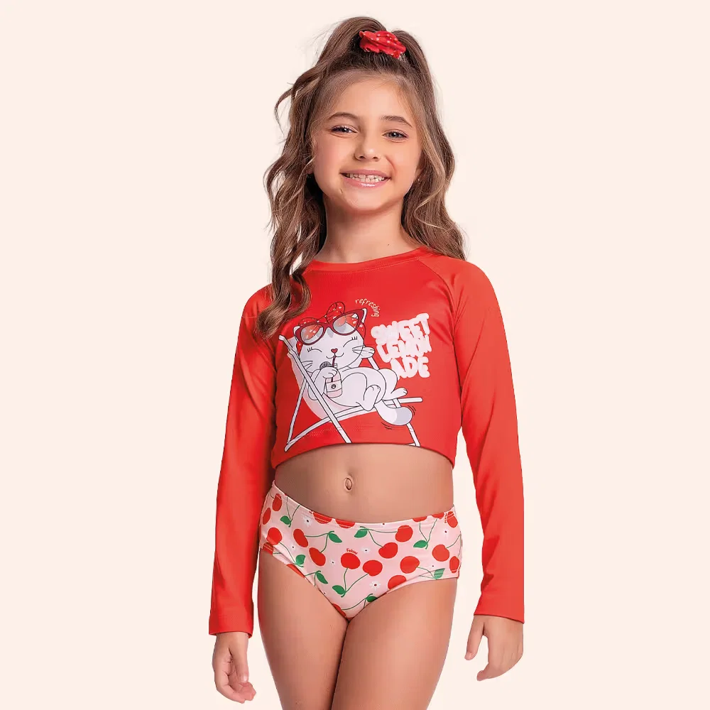 Conjunto blusa manga longa, calcinha e amarrador com forro em cotton poliéster — imagem 1