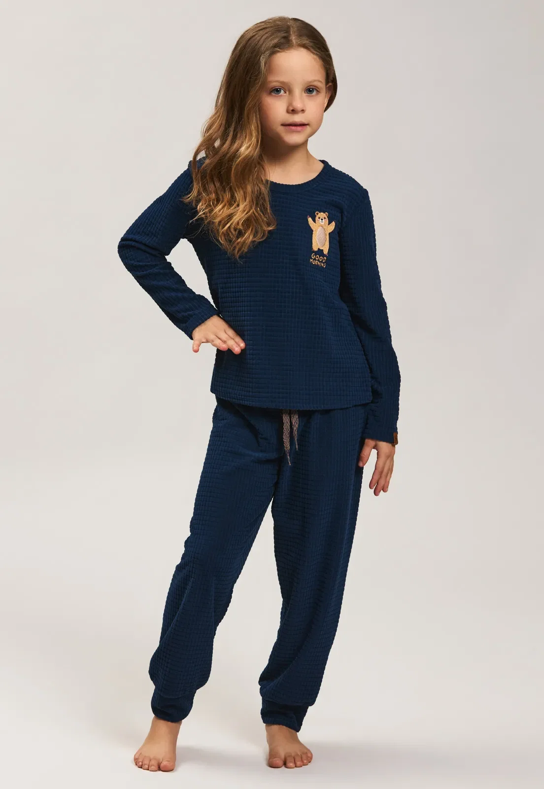 Pijama Infantil Longo de Soft Grid Baunilha