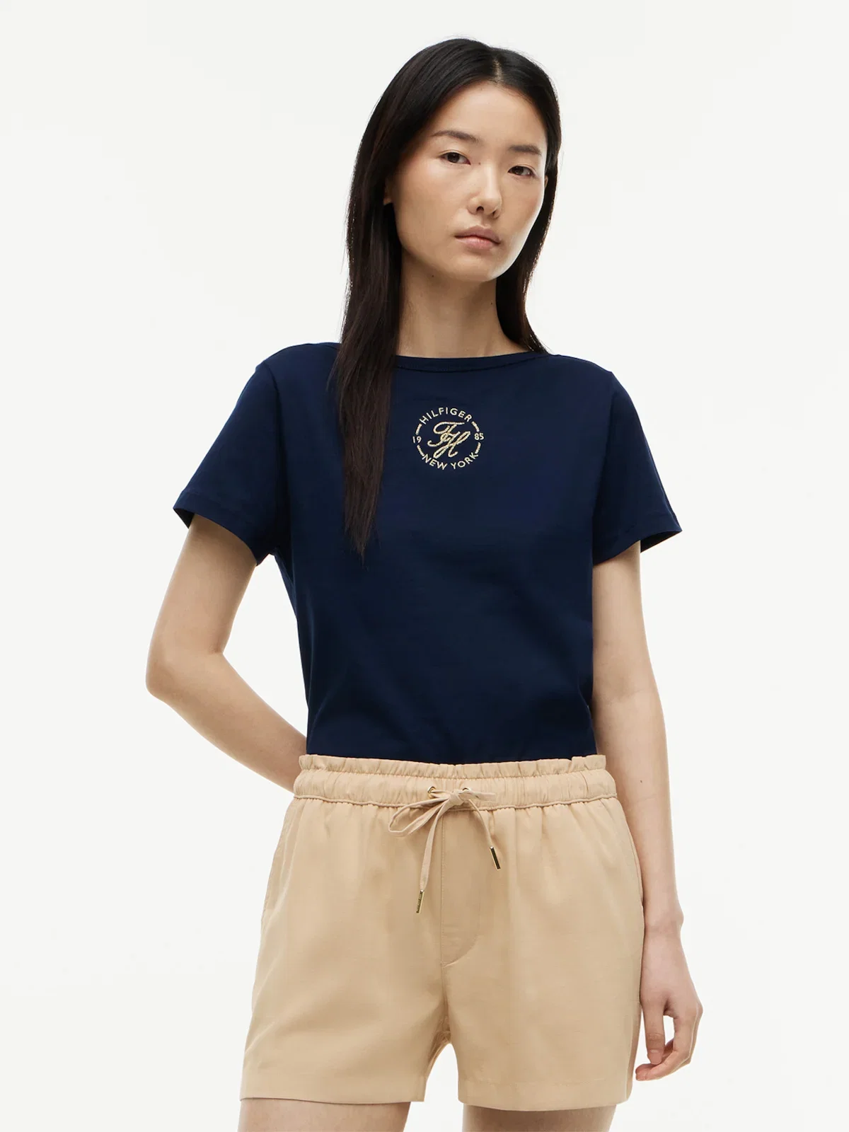 Camiseta Gola Canoa e Logo em Lurex — imagem 1