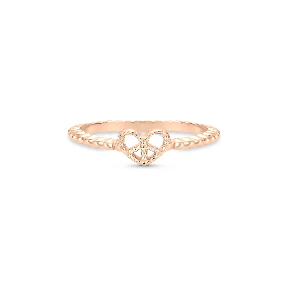 Anel Life Patuás Coração Paz e Amor Liga Rosé