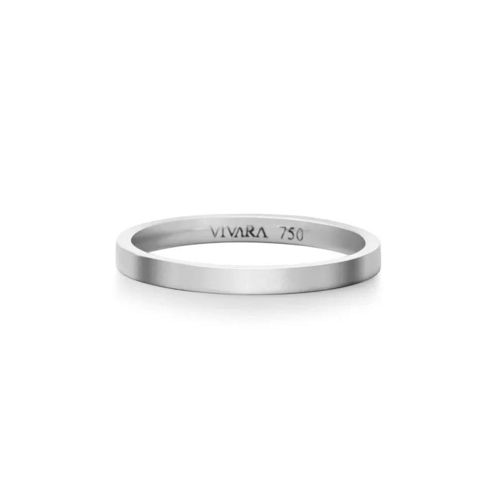 Aliança Honeymoon em Ouro Branco 18k, 2mm — imagem 1