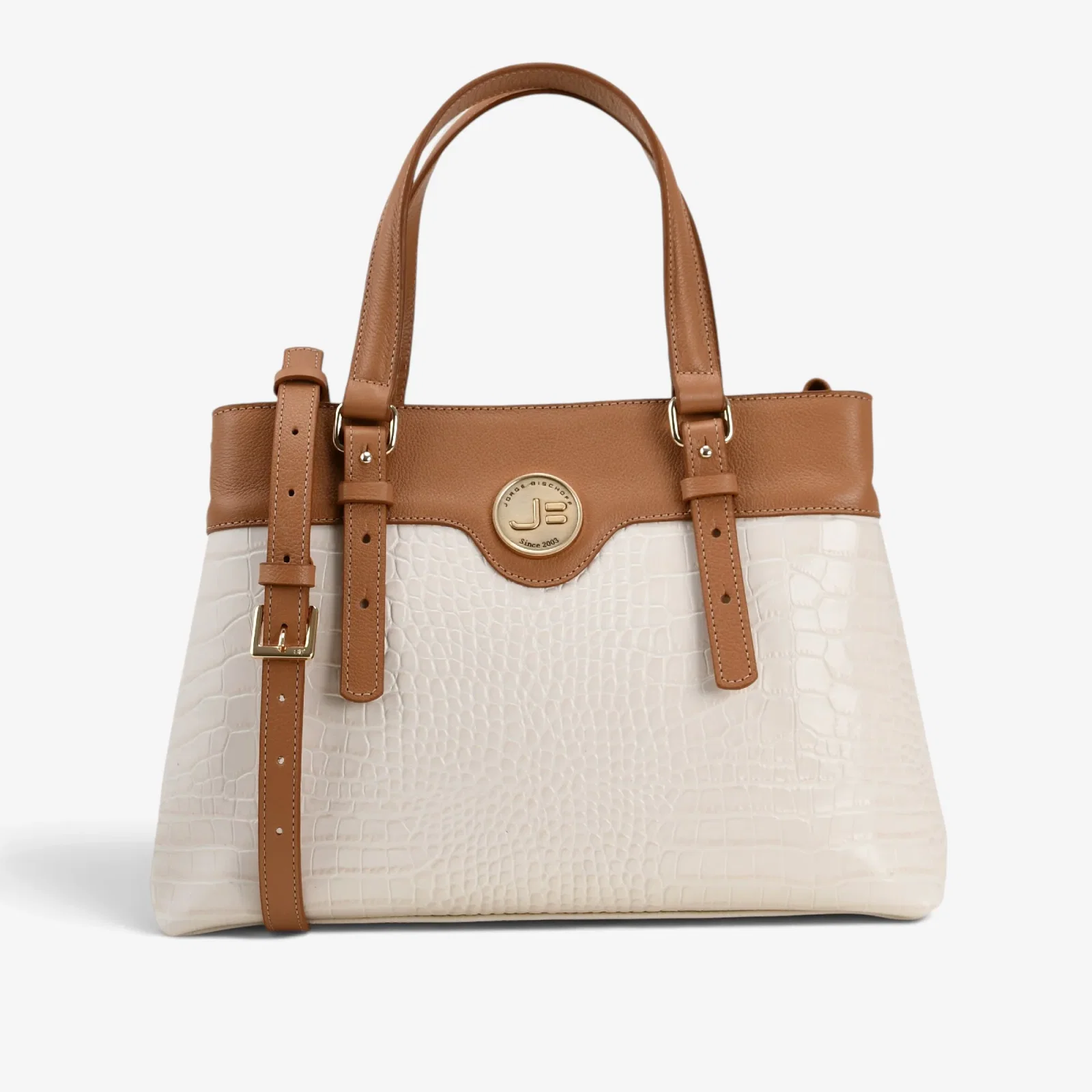 Bolsa Tote Off White Algodão Couro Croco