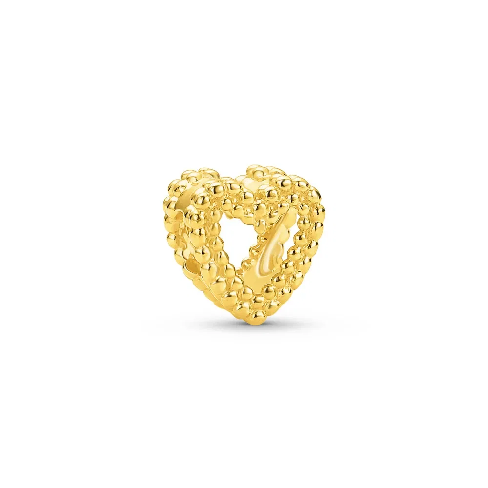 Separador Life Amor Coração Bolinhas em Prata 925 com Banho de Ouro Amarelo 18k — imagem 1