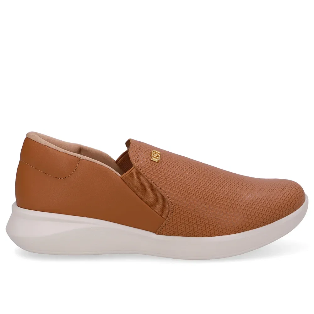 Tênis Slip On Marrom Couro