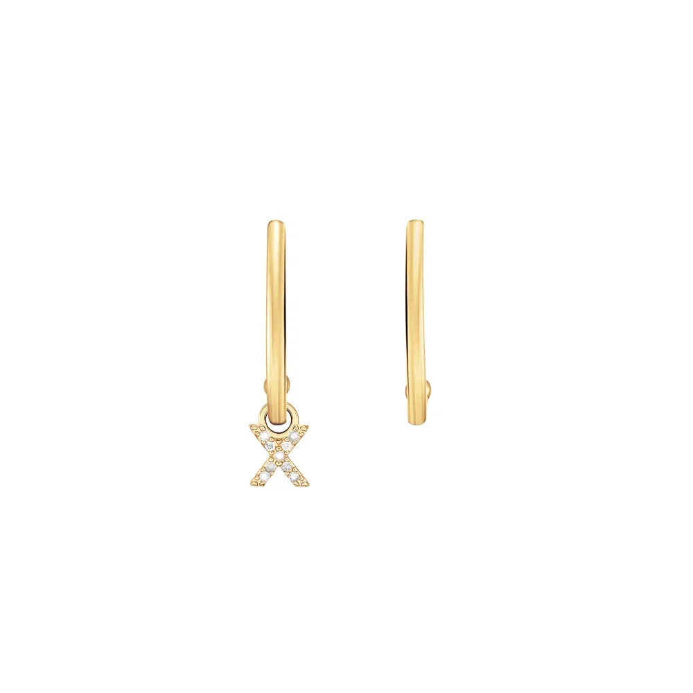 Brinco Letra X em Ouro Amarelo 18k com Diamantes — imagem 1