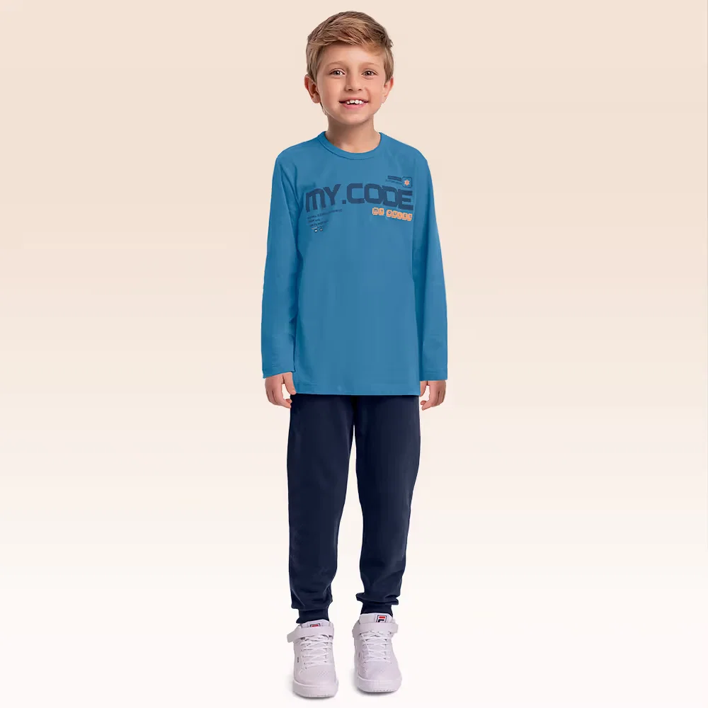 Conjunto camiseta manga longa e calça