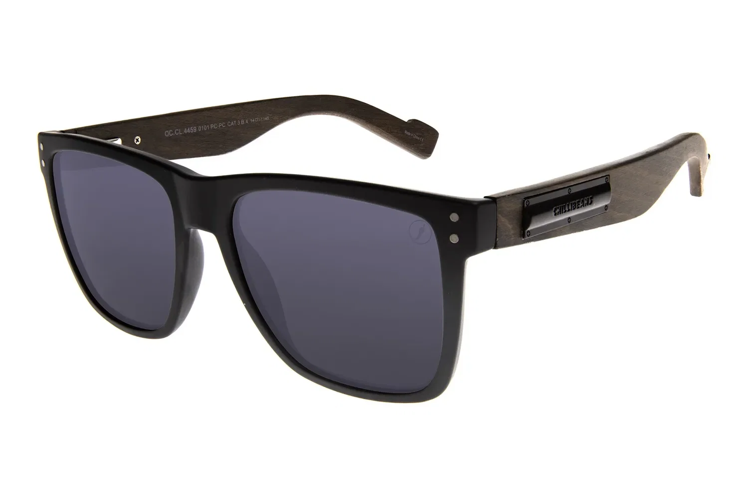Óculos De Sol Masculino Bob Marley Bamboo Quadrado Preto Fosco — imagem 1