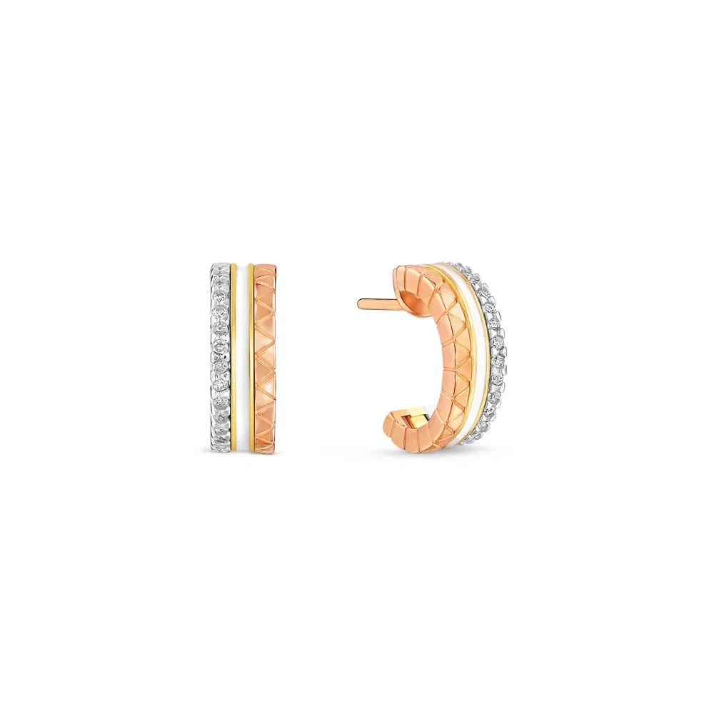Argola Icona em Ouro Amarelo, Ouro Branco e Ouro Rosé 18k com Diamantes 0,19ct, 13mm — imagem 1