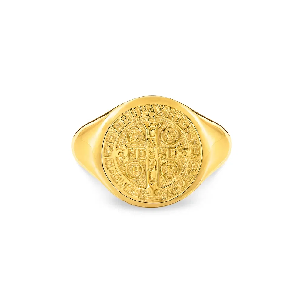 Anel Religiosos São Bento em Ouro Amarelo 18k