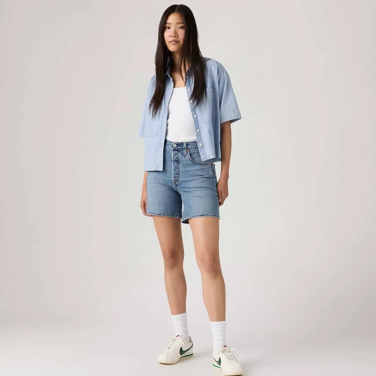 Shorts Jeans Levi's® 501® Mid Thigh Lavagem Média