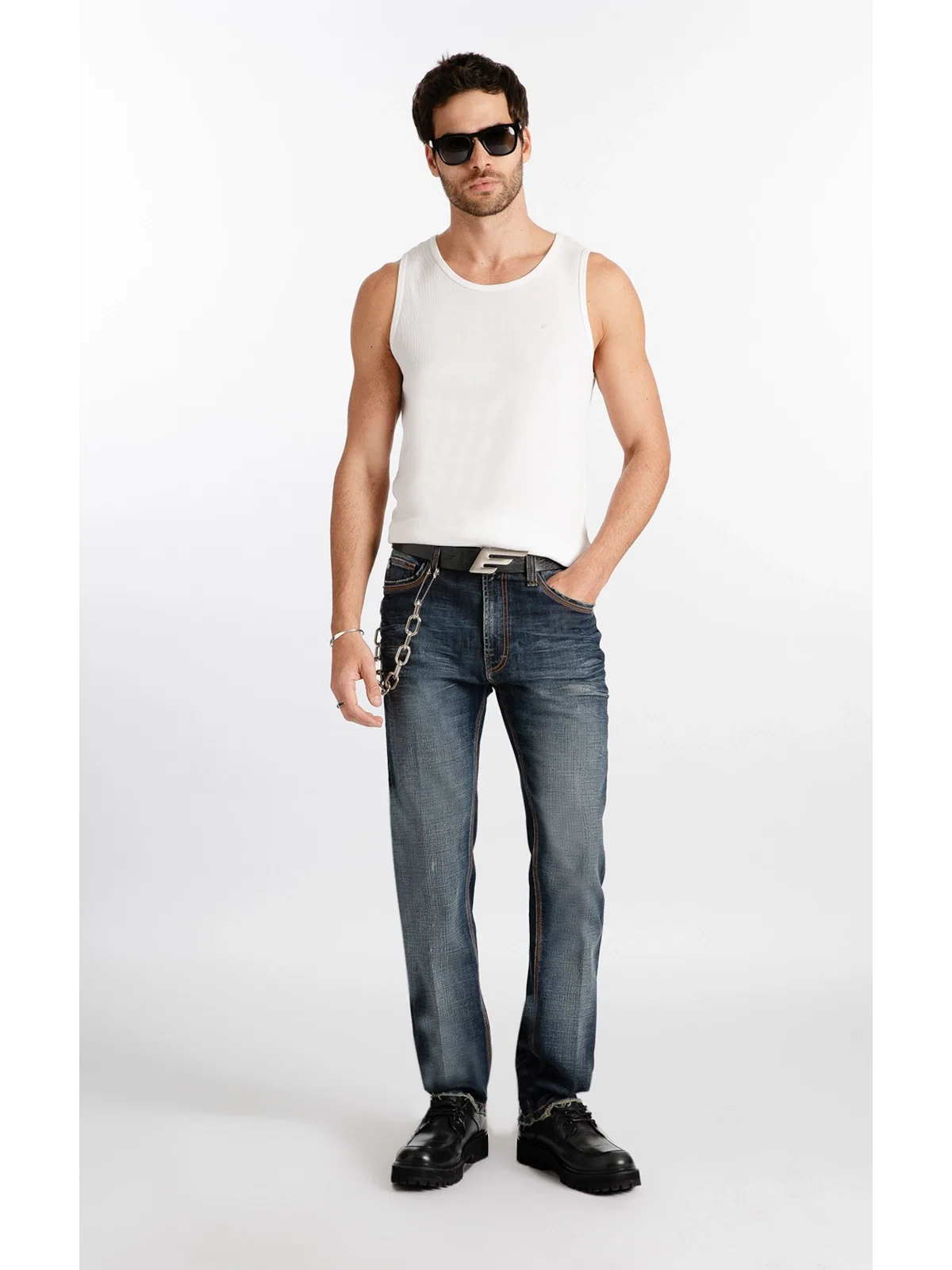 Calça Visco Indigo Slim Filigrana Lav.Escuro — imagem 1