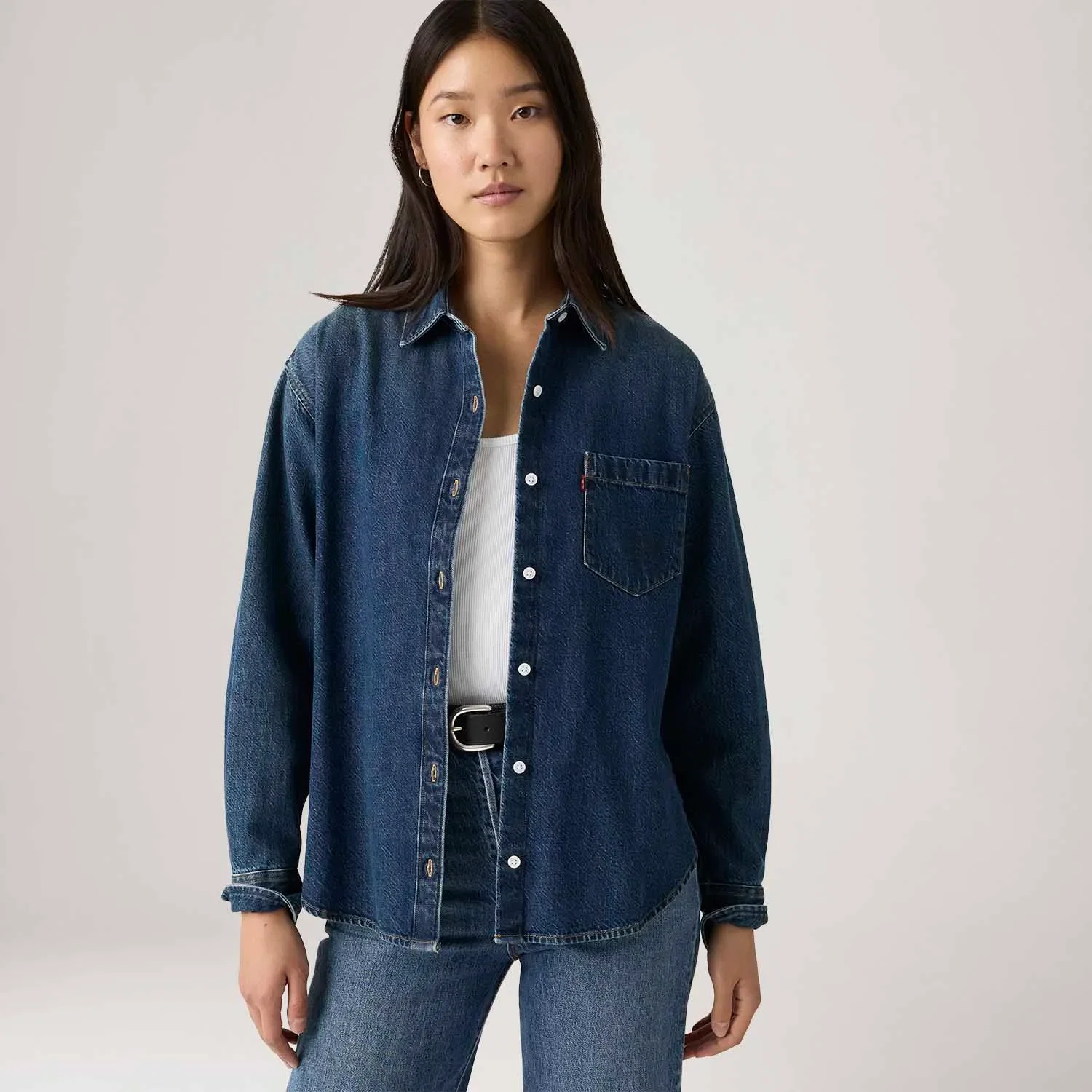 Camisa Jeans Levi's® Harlie Boyfriend Lavagem Escura — imagem 1