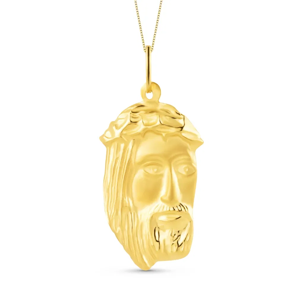 Pingente Medalha Face de Cristo em Ouro Amarelo 18k, 35mm — imagem 1