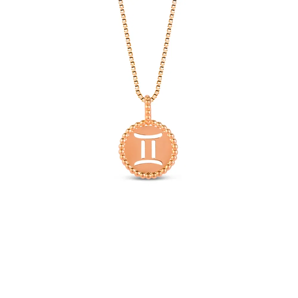 Pingente Signo Gêmeos em Ouro Rosé 18k, 15mm — imagem 1