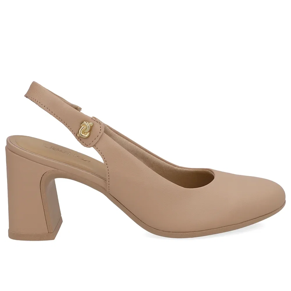 Slingback Bege Couro Detalhe Nó